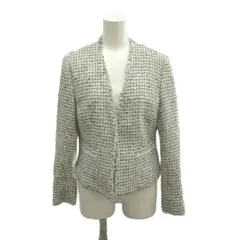 ノーリーズ Nolley's ノーカラージャケット ツイード 上着 40 白 ホワイト 黒 ブラック ベージュ 長袖 /YU ■GY12のサムネイル
