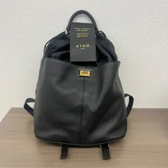 (s7766) 美品  ATAO アタオ オールデイ リュック バックパック レザー ナイロン ブラック 黒 ゴールド金具 シボ革/7766のサムネイル