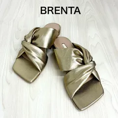 【ブレンタ BRENTA】美品！ほぼ新品！リボン風フラットスクエアトゥサンダル 35 ゴールド ⭐︎のサムネイル
