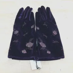 未使用 INED/イネド レディース 手袋/グローブ ベロア調 パープル/紫 花柄 刺繍 ラメ タグ付き[OK04485]のサムネイル