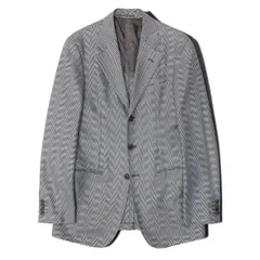 91g24 ARMANI COLLEZIONI アルマーニコレツィオーネ テーラードジャケット ロングジャケット 総柄 サイズ46 ライトグレー ブラック メンズ 紳士服u02tのサムネイル