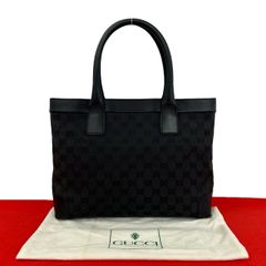 【美品】GUCCI GG キャンバス ハンドバッグ ブラック 保存袋付き 極 美品 保存袋付き GUCCI グッチ GG 柄 キャンバス レザー 本革