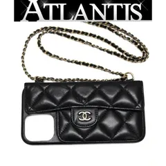 シャネル CHANEL iPhone14 Pro max スマホケース マトラッセ ラム 黒 G金具 15番台 【74644】のサムネイル