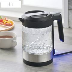 電気ケトル 1L ガラス製 サスティア ( 電気ポット 湯沸かしポット キッチン家電 PSEマーク適合 1リットル 1000ml 透明 クリア ガラス 安全 家電 調理家電 湯沸かし器 おしゃれ )のサムネイル
