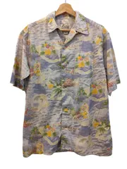 Polo Jeans Co アロハシャツ size:S ライトブルー×イエロー 総柄 90-00s シミ有のサムネイル