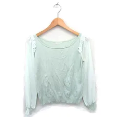 ウィルセレクション WILLSELECTION カットソー ニット シフォン 切替 ボートネック 薄手 花モチーフ 長袖 1 ミントグリーン /TT17のサムネイル