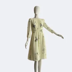 Harrods ハロッズ 花柄 シフォンワンピース 七分袖 ドレス フレアのサムネイル