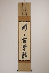 掛軸【前大徳 福本積應 一行書 薫風自南来】紙本 共箱 宝林寺 茶掛