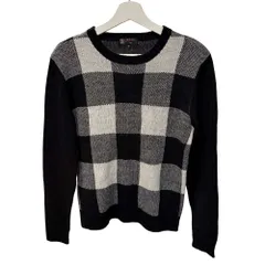 エムケーミッシェルクランオム MK MICHEL KLEIN HOMME ニット セーター ブロックチェック クルーネック アクリル 46 黒ブラック白 ホワイト /EH■ECF006のサムネイル