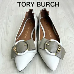 【トリーバーチ TORY BURCH】新品未使用品！ポインテッドトゥフラットシューズ サンダル 6.5 ベージュ×ライトブラウン系 ⭐︎のサムネイル