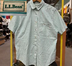 90’s~【L.L.Bean】 エルエルビーン 半袖 ストライプシャツ ヒッコリーシャツ　美品のサムネイル
