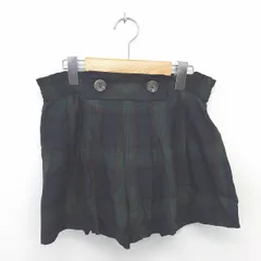 ジルスチュアート JILL STUART パンツ キュロット ショート チェック 薄手 ウール混 2 紺 緑 ネイビー グリーン /TT45のサムネイル
