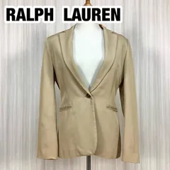 【シルク混コットン】 RALPH LAUREN ラルフローレン テーラードジャケット サイズ9 ベージュシングルボタン インパクト21 着丈64cm 肩幅38.5cm 身幅(脇下)45cm 袖丈60cm【古着】のサムネイル