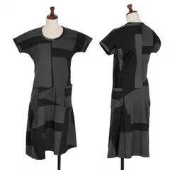 トリココムデギャルソンtricot COMME des GARCONS パネルプリント切替デザイン半袖ワンピース 黒深緑S位のサムネイル