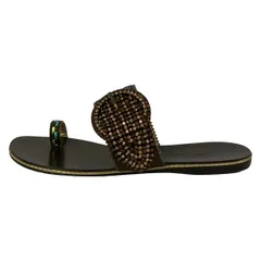 giuseppe zanotti(ジュゼッペザノッティ) サンダル 34 1/2 レディース - ダークブラウン ラインストーン レザーのサムネイル