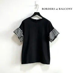 ◆訳あり◆ BORDERS at BALCONY JELLY TEE フリルスリーブ 半袖カットソー ブラック系 38 日本製 ボーダーズアットバルコニー A119のサムネイル