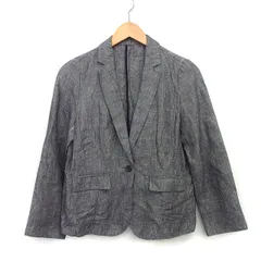 デミルクス ビームス Demi-Luxe BEAMS テーラード ジャケット シングル 総柄 袖スリット 麻混 38 ブラック 黒 /HT6のサムネイル