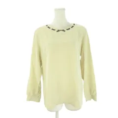 クレージュ courreges シャツ ブラウス 9R ベージュ ラウンドネック 長そで リボン装飾刺繍 /CK36 ■ECA007のサムネイル