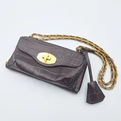 ADMJ チェーンショルダーウォレット 財布 ミニバッグ クロコ型押し パープル系 Accessoires De Mademoiselle ほぼ未使用 【13056】のサムネイル
