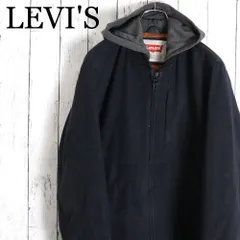 Levis リーバイス 中綿キルティング フード付 ウール系ボンバージャケット メンズ L ネイビー ジップアップブルゾン ジャンパーのサムネイル