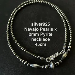 silver925 2mパイライト×ナバホパールのネックレス 45cm 最大8mmJw.__lx?__のサムネイル