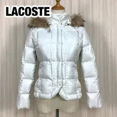 LACOSTE ラコステ ラクーンファー フェザー混 ダウンジャケット サイズ38 パール ホワイト 着丈55cm 肩幅38cm 身幅(脇下)45cm 袖丈56cm【古着】のサムネイル