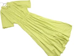 chocol raffine robe ショコラフィネローブ ウエスト ギャザー 半袖 シャツ ワンピース sizeF/黄緑 ■◆ レディース