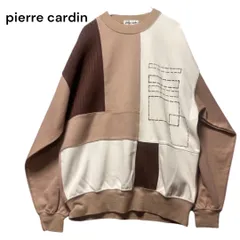 BV-4 pierre cardin ピエールカルダン 切替ニット M ベージュ アースカラー 80s 90s 古着のサムネイル