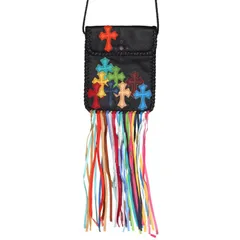 クロムハーツ  BAG-FLAT HIPPIE w/FRINGE /ヒッピー マルチカラーレザーパッチフリンジ装飾レザーショルダーバッグ メンズのサムネイル