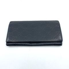 GUCCI グッチ 長財布 GGエンボス レザー 黒 ロゴプレート 二つ折り