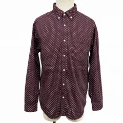 【中古】[印象AB] glory crew グローリークルー シャツ メンズ LL XL ワインレッド 赤紫系×白 綿100% コットン100% ドット柄・水玉柄 ボタンダウン 長袖 中国製 古着 胸ポケット付き ロングスリーブのサムネイル