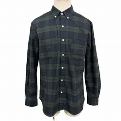 【中古】[印象AB] URBAN RESEARCH ROSSO アーバンリサーチ ロッソ シャツ メンズ L グリーン 緑×紺 綿100% コットン100% チェック柄 ボタンダウン 長袖 中国製 古着 胸ポケット付き ロングスリーブのサムネイル