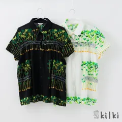 KILKI キルキー 綿100 ブラウス レディース 襟付き 丸襟 おしゃれ 半袖 夏 ビーンスプラウト 体型カバー コットン100% 植物 おしゃれ かわいい ギフト プレゼント 黒 白 ブラック ホワイト 6B-B32 Kl048のサムネイル