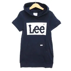 未使用品 リー Lee ロゴ スウェット ワンピース 半袖 フード付き ネイビー 紺 130 子供服のサムネイル