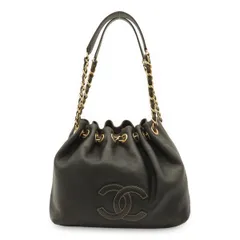 CHANEL シャネル ココマーク チェーンショルダー ショルダーバッグ セミショルダー 巾着 キャビアスキン レザー ブラック 黒 ゴールド金具のサムネイル