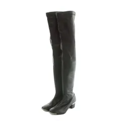 ステラマッカートニー STELLA McCARTNEY オーバーニー ブーツ ニーハイ スクエアトゥ レザー 38.5 25.5cm 黒 ブラック /MI ■GY11のサムネイル