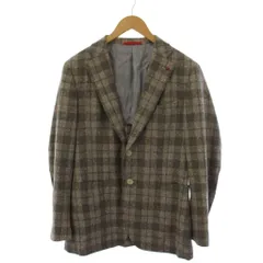 イザイア ISAIA テーラードジャケット チェック柄 ウール シルク リネン 46 グレー /BMのサムネイル