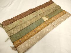 平和屋着物○男性 爪掻き本綴れ 角帯 黄唐茶色 正絹 逸品 CABF0264ak