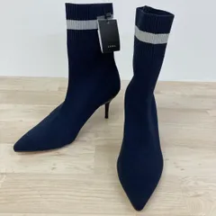 極美品 ZARA BASIC ザラ ソックスブーツ/ショートブーツ 38(24.5cm相当) ネイビー レディース　トップリフトスペア部品付[OM03579]のサムネイル