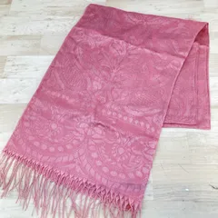 極美品 POLA/ポーラ B.A GRANDLUXE ストール ショール ピンク系 ペイズリー柄 フリンジ 三越 外商[ON01533]のサムネイル