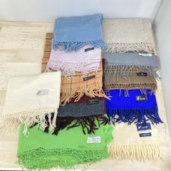現状品 美品 まとめて11点セット マフラー/ストール カシミヤ100% パシュミナ BASILE 青 紫 グレージュ チェック 他[ON01539]のサムネイル