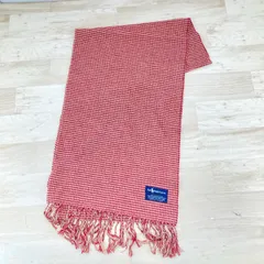 美品 ポロラルフローレン/Polo Ralph Lauren ストール/マフラー 千鳥格子柄 レッド/ホワイト コットン100% フランス製 RN26128[ON01485]のサムネイル