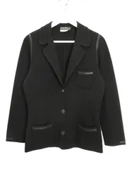 サルヴァトーレフェラガモ Salvatore Ferragamo ニット ジャケット M ブラック 黒 レザー使い 上着 アウター ウール カーディガンのサムネイル