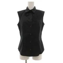 プラダ PRADA ノースリーブ ブラウス レースアップリケ 42 ブラック /UOのサムネイル