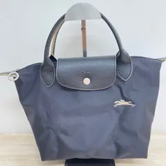 美品 LONGCHAMP ロンシャン LE PLIAGE TYPE S ル プリアージュ トートバッグ ハンドバッグ ネイビー/ブラック系 刺繍ロゴ[OC03362]のサムネイル