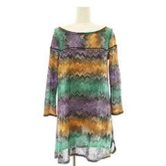 ミッソーニ MISSONI MARE ニット ワンピース チュニック 長袖 総柄 ミニ オレンジ 緑 紫 /CX のサムネイル