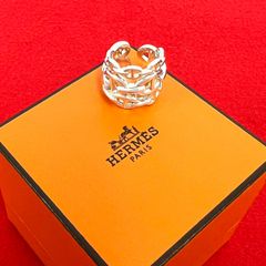 極 美品 保存箱付 HERMES エルメス オスモズ GM シルバー925 指輪 8号