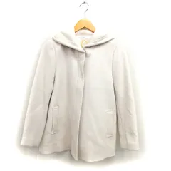 カージュ Khaju フード ショートコート アウター ウール混 比翼仕立て ジップアップ 36 アイボリー /NT32のサムネイル