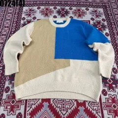 LAFUDGE STORE ファッジストア キャメル ブルー バイカラー ニット L 0724のサムネイル