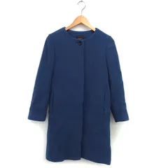 デミルクス ビームス Demi-Luxe BEAMS ノーカラー コート アウター ミドル ウール 比翼仕立て 38 青 ブルー /NT14のサムネイル
